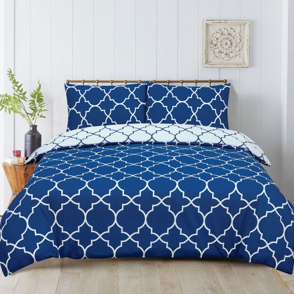 4 X Pallets Of Moroccan Printed Navy, Moroccan Print Duvet Cover Uk