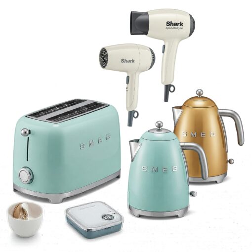 2 PALLETS OF ASSORTED EU PLUGGED GOODS TO INCLUDE SMEG RETRO, LOGIC AND MANY MORE