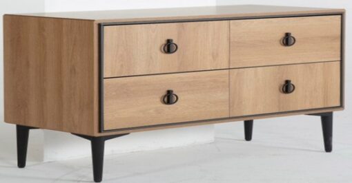 1 X PALLET OF VITA OAK FURNITURE TO INCLUDE 2 DRAWER NIGHTSTAND, 5 DRAWER TALL WIDE CHEST, 2 DRAWER DRESSER & 1 ROUND MIRROR. (MULTIPLE PALLETS AVAILABLE)